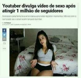 Youtuber divulga video de sexo após atingir 1 milhão