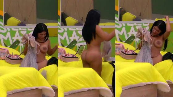 Gostosa nua trocando de roupa no reality show 