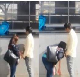 Professora pagando boquete pra aluno atrás da escola
