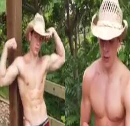 Cowboy raíz mita ao bater uma na cerca.